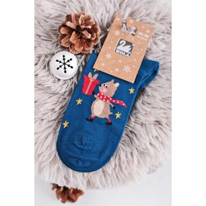 Tmavě modré vánoční ponožky 864