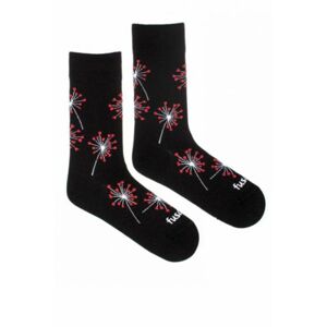 Černé vzorované ponožky Zaláskovaná pampeliška