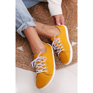 Žluto-bílé kožené barefoot tenisky Prime