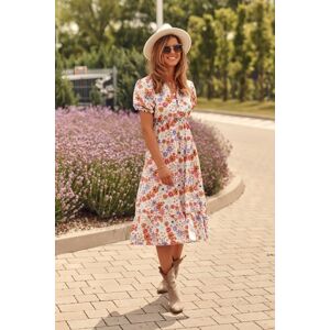 Vícebarevné květované šaty 8107