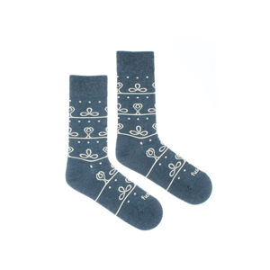 Šedo-modré vzorované ponožky Kabátec