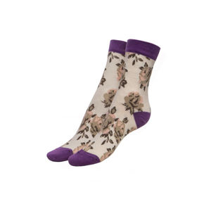 Béžovo-fialové ponožky Roses 100DEN