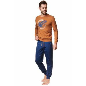 Pánské hnědo-modré dlouhé pyžamo Atlas
