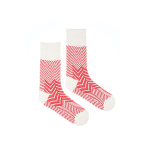 Bílo-červené ponožky s příměsí vlny Red WoolyTourist