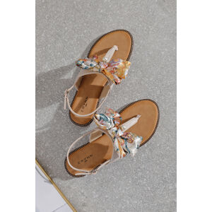 Béžové nízké sandály s mašlí Elizabeth