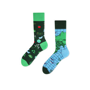 Zeleno-modré ponožky Save The Planet