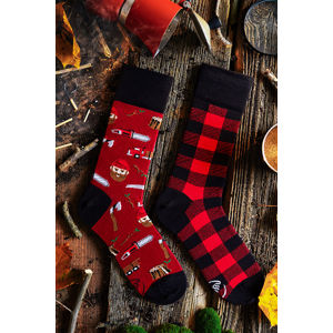 Červené kárované ponožky Lumberjack Life