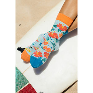 Oranžovo-světle modré ponožky Aloha Vibes