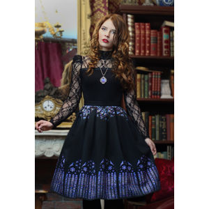 Modro-černá vzorovaná midi sukně Glasswork