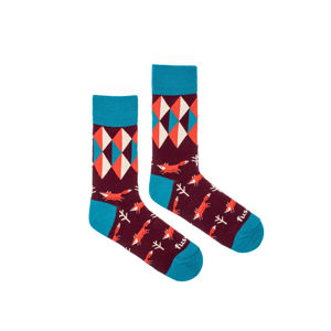 Modro-bordové vzorované ponožky Lišák