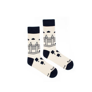 Černo-smetanové vzorované ponožky Bratislava Hrad