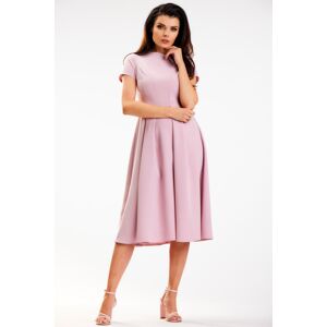 Světle růžové midi šaty A569