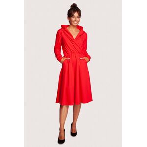 Červené midi šaty s kapucí B245