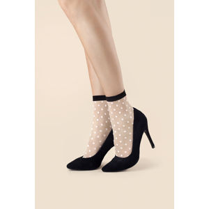 Černo-bílé tečkované ponožky Bubble gum 20DEN