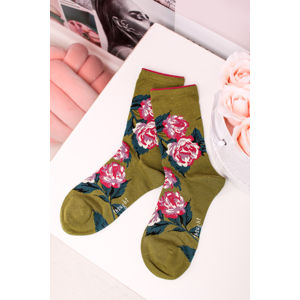 Zelené kvetované ponožky Rosie Bamboo Rose Socks
