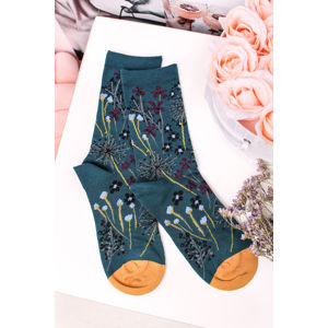 Tmavě tyrkysové květované ponožky Amice Floral Socks