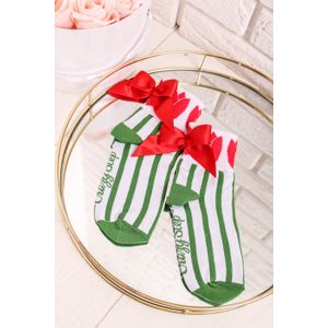 Zeleno-bílé ponožky Tulipán Mašle