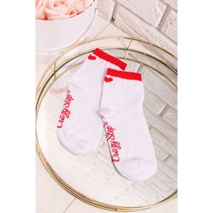 Bílé ponožky Srdíčko Malé červeno-bílé