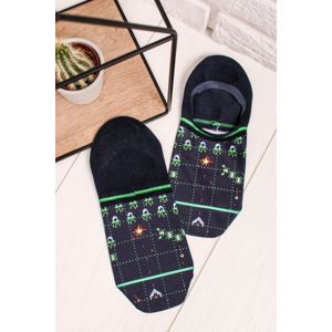 Pánské tmavě modré vzorované kotníkové ponožky Pixel King Footies
