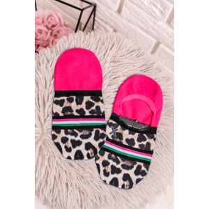 Dámské růžovo-leopardí kotníkové ponožky Romy