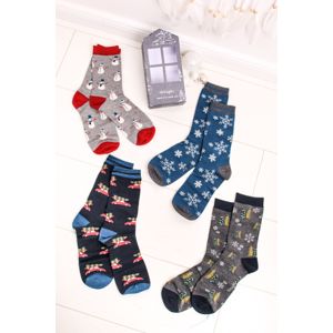 Pánské vícebarevné ponožky v dárkovém balení Edmund Bamboo Christmas Socks - čtyř balení