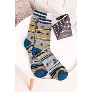 Pánské šedo-žluté ponožky v dárkové krabičce Slopes Bamboo Tree Gift Socks