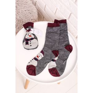 Pánské šedé vzorované ponožky Edus Bamboo Snowman Socks in a Bag