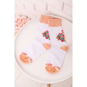 Béžovo-bílé ponožky Lidové Srdíčka