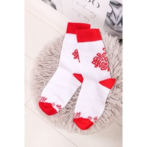 Červeno-bílé ponožky Lidové Srdíčko bílé