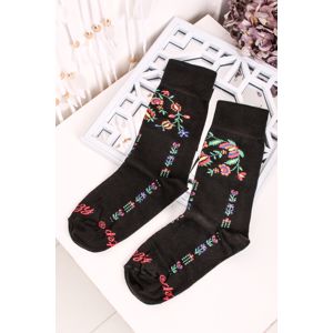 Černé vzorované ponožky Folk