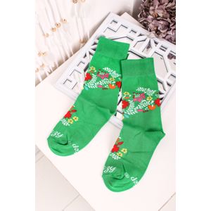 Zelené vzorované ponožky Folk Kvítky