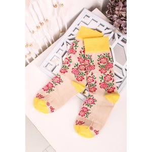 Žluté květované ponožky Žluté Květiny dlouhé