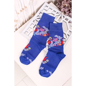 Modré vzorované ponožky Modré Folk Kytičky