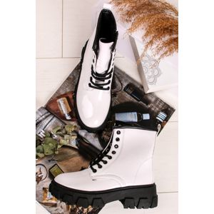 Bílé šněrovací kotníkové boty Valeria