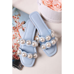 Světle modré nízké pantofle s perlama Darline