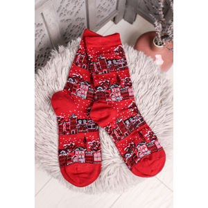Červené vzorované ponožky Godelena Christmas Town