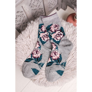 Šedé květované ponožky Rosie Bamboo Rose Socks