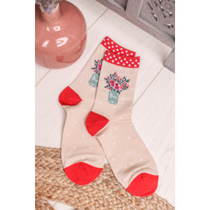 Smetanovo-červené ponožky Flora Socks