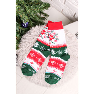 Červeno-zelené vzorované ponožky Christmas Star