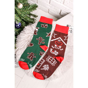 Hnědo-modré vzorované ponožky Christmas baking