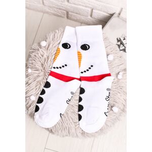 Bílé vzorované ponožky Snowman