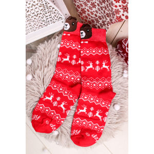 Červené vzorované ponožky Christmas bears