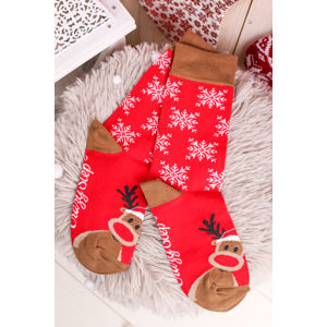 Červené vzorované ponožky Christmas reindeer