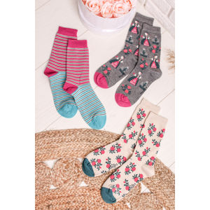 Vícebarevné vzorované ponožky Matthia Socks - 3pack