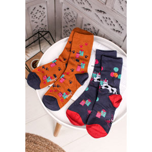 Vícebarevné ponožky Lora Bamboo Party Cat Socks in a Bag - dvojbalení