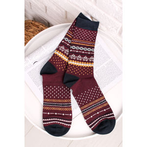 Pánské bordové vzorované ponožky Reginald Bamboo Christmas Pattern Socks