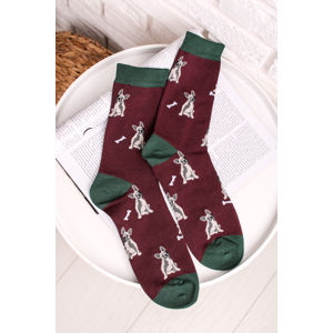 Pánské bordové vzorované ponožky Lyman Bamboo Dog Socks