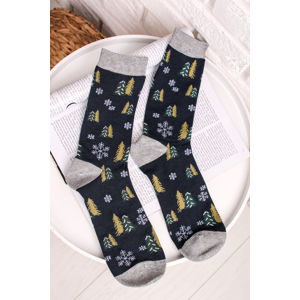 Pánské tmavě modré vzorované ponožky Timber Bamboo Christmas Tree Socks
