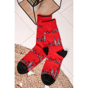 Pánské červené vzorované ponožky Monument Socks