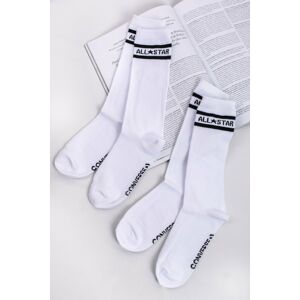 Bílé ponožky All Star Double Stripe Long Crew - dvojbalení